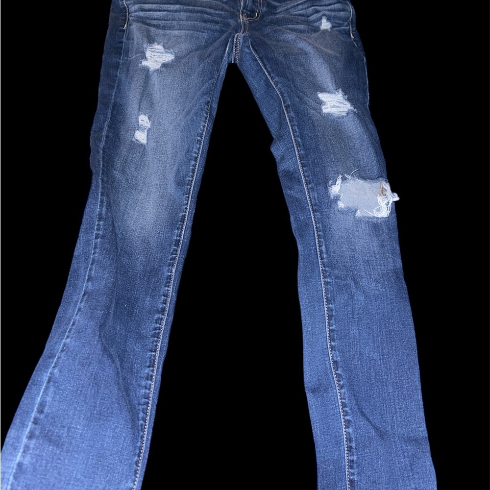 American Eagle Distressed Super Stretch Jeggings - Medium Wash - Size 8
